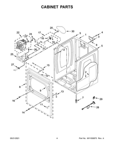 Cabinet Parts Diagram and Parts List for YWED6120HW2  Whirlpool Dryer