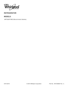 Cover Sheet Diagram and Parts List for WRT359SFYM02  Whirlpool Refrigerator
