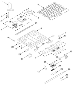 Cooktop Parts Diagram and Parts List for JDS1450ML2  Whirlpool Range