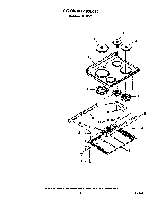 Cooktop Diagram and Parts List for F5357W0  Roper Range