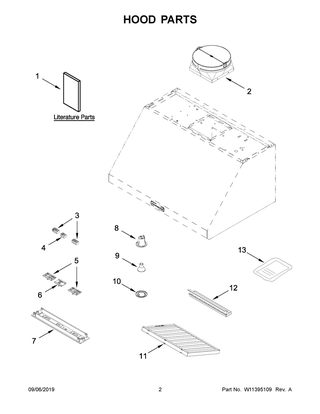 Hood Parts Diagram and Parts List for KVWC906JSS0  Whirlpool Range Hood