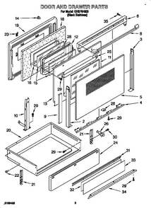 Door And Drawer Diagram and Parts List for GHSP84900  Whirlpool Range