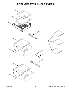 04 - Refrigerator Shelf Parts Diagram and Parts List for WRS325SDHW11  Whirlpool Refrigerator