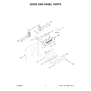 Part Location Diagram of W11714460 Whirlpool Front Panel (Stainless)