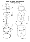 AGITATOR, BASKET AND TUB PARTS Diagram and Parts List for GSQ9633LL1  Whirlpool Washer