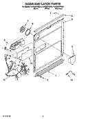 DOOR AND LATCH PARTS Diagram and Parts List for KUDS02FRWH4  KitchenAid Dishwasher