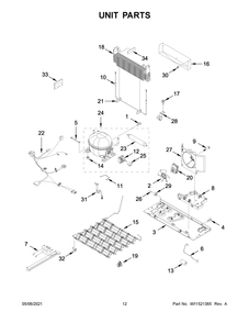 Unit Parts Diagram and Parts List for WRB322DMHV03  Whirlpool Refrigerator