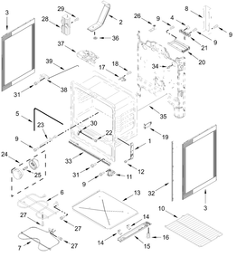 Chassis Parts Diagram and Parts List for CREW3874RS0  Whirlpool Range