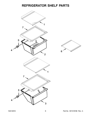 Refrigerator Shelf Parts Diagram and Parts List for WRS311SDHM02  Whirlpool Refrigerator