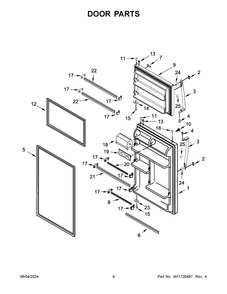 Door Parts Diagram and Parts List for WRT148FZDB07  Whirlpool Refrigerator