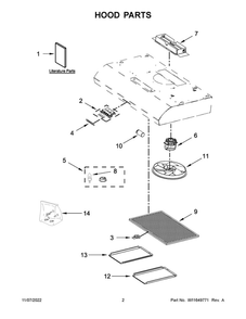 Hood Parts Diagram and Parts List for UXT5230BDS2  Whirlpool Bath & Ventilation Fan