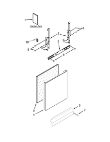 Door Panel Parts Diagram and Parts List for DU1015XTXT2  Whirlpool Dishwasher