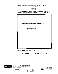 Front Cover Diagram and Parts List for 8565L20  Roper Dishwasher