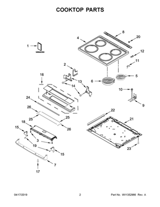 Cooktop Parts Diagram and Parts List for YWEE510S0FV2  Whirlpool Range