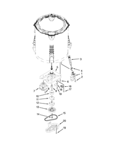 Gearcase, Motor And Pump Parts Diagram and Parts List for 1CWTW4800YQ1  Whirlpool Washer