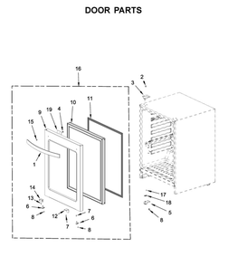 Door Parts Diagram and Parts List for WUB50X24HV01  Whirlpool Wine and Beverage Cooler