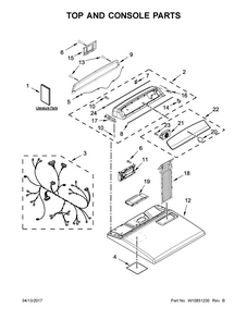 Top And Console Parts Diagram and Parts List for 11077132411  Kenmore Dryer