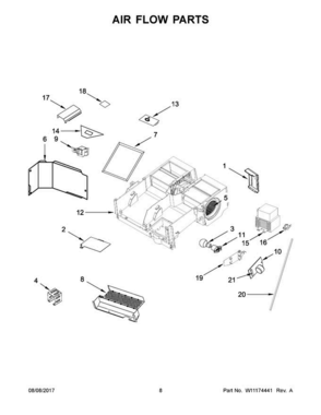 05 - Air Flow Parts Diagram and Parts List for WMH53520CH6  Whirlpool Microwave Oven Combo