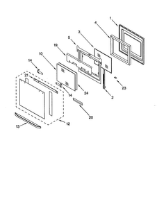 Oven Door Diagram and Parts List for GSC308PJS1  Whirlpool Microwave Oven Combo