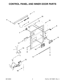 03 - Control Panel And Inner Door Parts Diagram and Parts List for WDPS7024RZ0  Whirlpool Dishwasher
