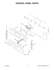 Control Panel Parts Diagram and Parts List for AER6303MFS3  Whirlpool Range