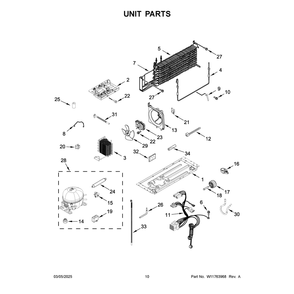 Unit Parts Diagram and Parts List for WRT148FZDM08  Whirlpool Refrigerator