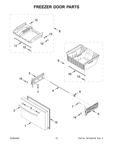 Freezer Door Parts Diagram and Parts List for WRF954CIHZ03  Whirlpool Refrigerator