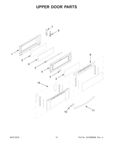 Upper Door Parts Diagram and Parts List for WGG745S0FE02  Whirlpool Range