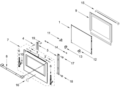 Oven Door Parts Diagram and Parts List for JOESC530RL00  Whirlpool Wall Oven