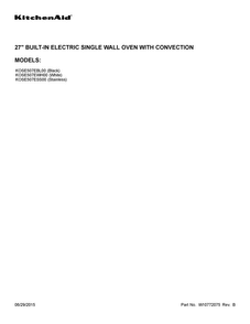 Cover Sheet Diagram and Parts List for KOSE507EWH00  KitchenAid Wall Oven