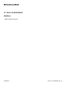 Cover Sheet Diagram and Parts List for KMBP107ESS00  KitchenAid Microwave
