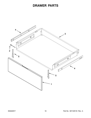 Drawer Parts Diagram and Parts List for WFE540H0EB1  Whirlpool Range