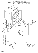 TUB AND FRAME PARTS Diagram and Parts List for GU1101XTLS0  Whirlpool Dishwasher
