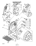 BULKHEAD Diagram and Parts List for LG9801XMW1  Whirlpool Dryer