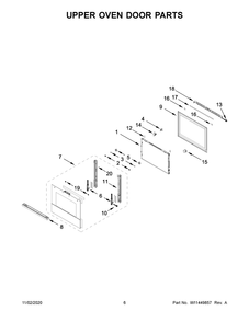 Upper Oven Door Parts Diagram and Parts List for JJW2827IM01  Whirlpool Wall Oven