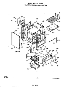 Body Diagram and Parts List for 1413*0A  Roper Range