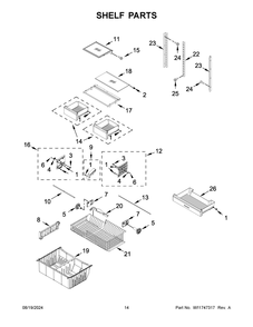 08 - Shelf Parts Diagram and Parts List for WRFC2036RZ00  Whirlpool Refrigerator