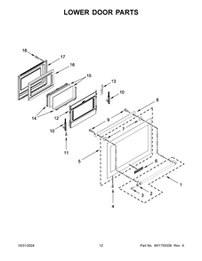 07 - Lower Door Parts Diagram and Parts List for KFGD500ESS12  Whirlpool Range