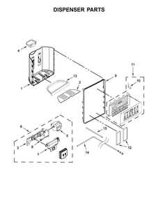 Dispenser Parts Diagram and Parts List for WRS970CIDM00  Whirlpool Refrigerator