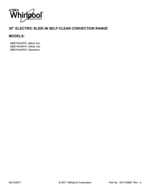 01 - COVER SHEET Diagram and Parts List for WEE745H0FE1  Whirlpool Range