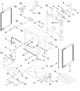 Chassis Parts Diagram and Parts List for CREW3874RW0  Whirlpool Range