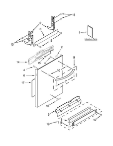 Door And Panel Parts Diagram and Parts List for KDTE404DWH0  KitchenAid Dishwasher