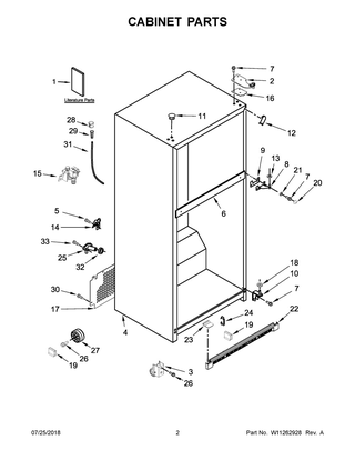 Cabinet Parts Diagram and Parts List for WRT541SZDZ00  Whirlpool Refrigerator