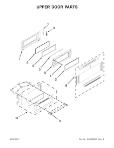Upper Door Parts Diagram and Parts List for KFGD500ESS04  KitchenAid Range