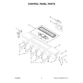 Control Panel Parts Diagram and Parts List for WSGS5030SB0  Whirlpool Range