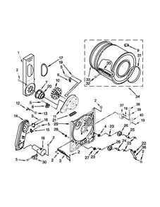 Bulkhead Parts Diagram and Parts List for WGD4890BW0  Whirlpool Dryer