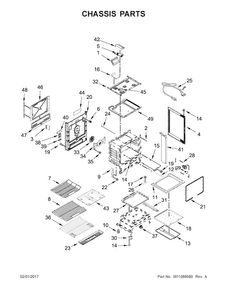 Chassis Parts Diagram and Parts List for KSGG700EBS1  KitchenAid Range