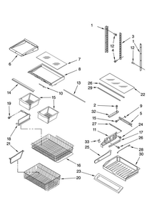 Shelf Parts Diagram and Parts List for KBRS20ETBL11  KitchenAid Refrigerator