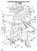 CONTROLS AND REAR PANEL PARTS Diagram and Parts List for LSB6300PW0  Whirlpool Washer