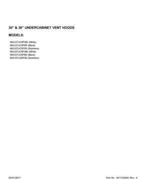 01 - COVER SHEET Diagram and Parts List for WVU37UC0FB0  Whirlpool Range Hood